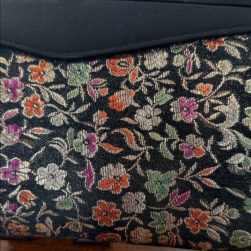 Vintage Waldman Clutch- Metallic Floral and Black - Picture 2 of 10